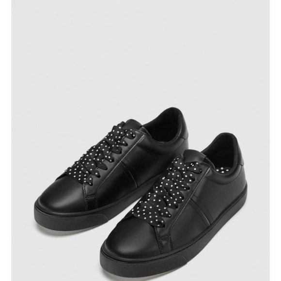 NWOT Zara Polka Dot Laced Sneakers.  SZ 10 - Picture 3 of 5